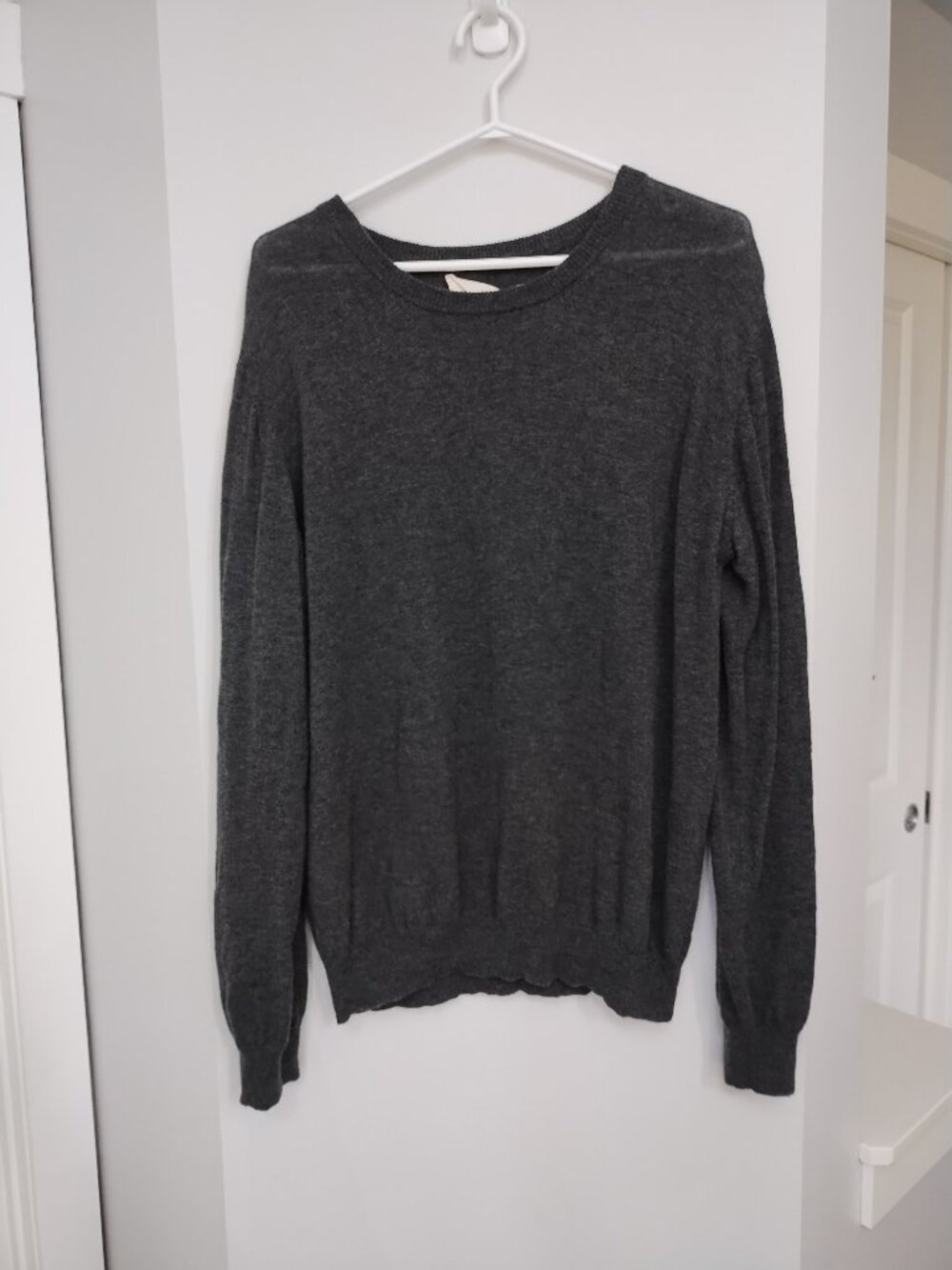 Soft, light weight 100% merino wool long sleeve crew neck sweater